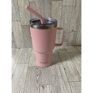 Sursip 30oz Insulated Mug/Tumbler With Lid and‎ Straw,Stainless Steel Pink